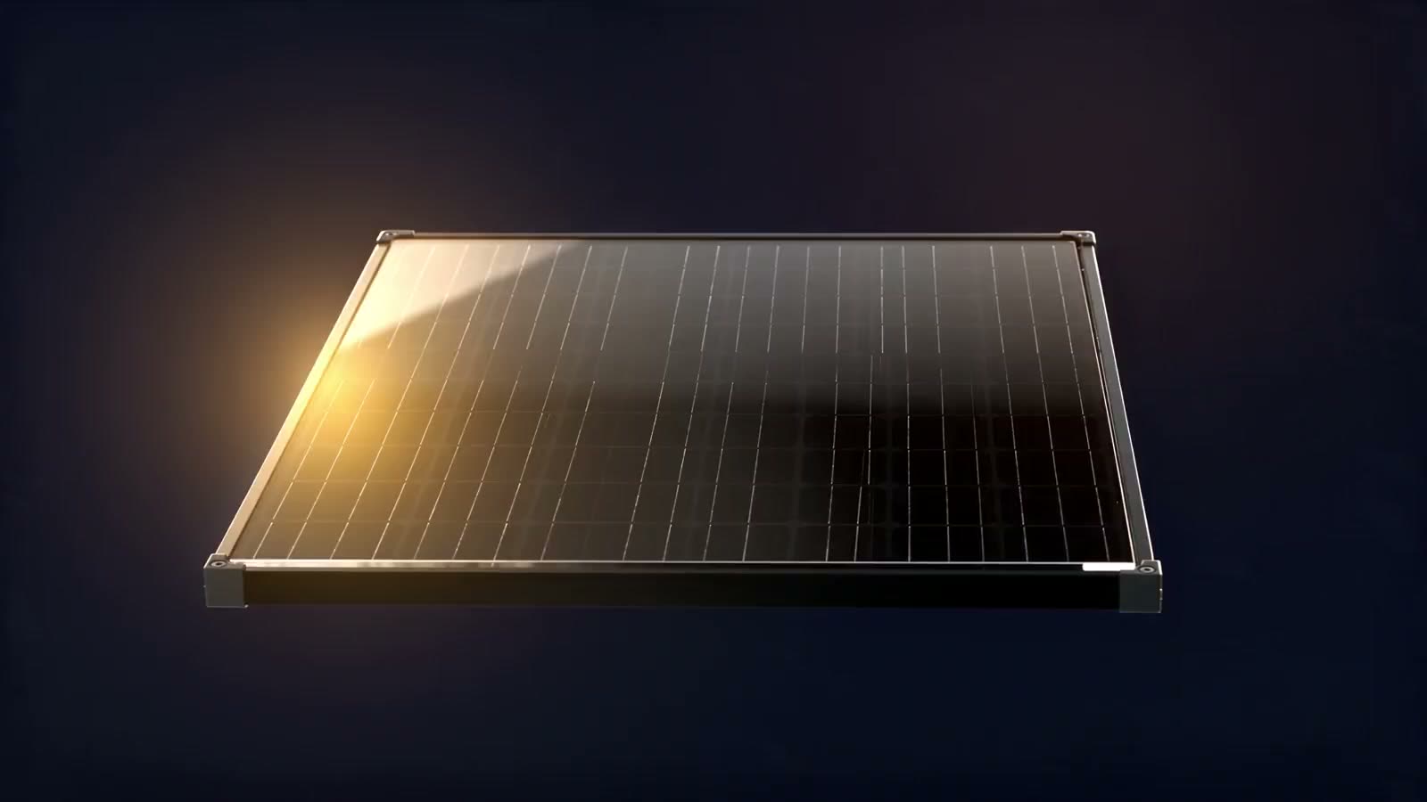 Vue éclatée d'un module solaire : verre trempé, cellules monocristallines, film arrière et cadre d'aluminium séparés en couches